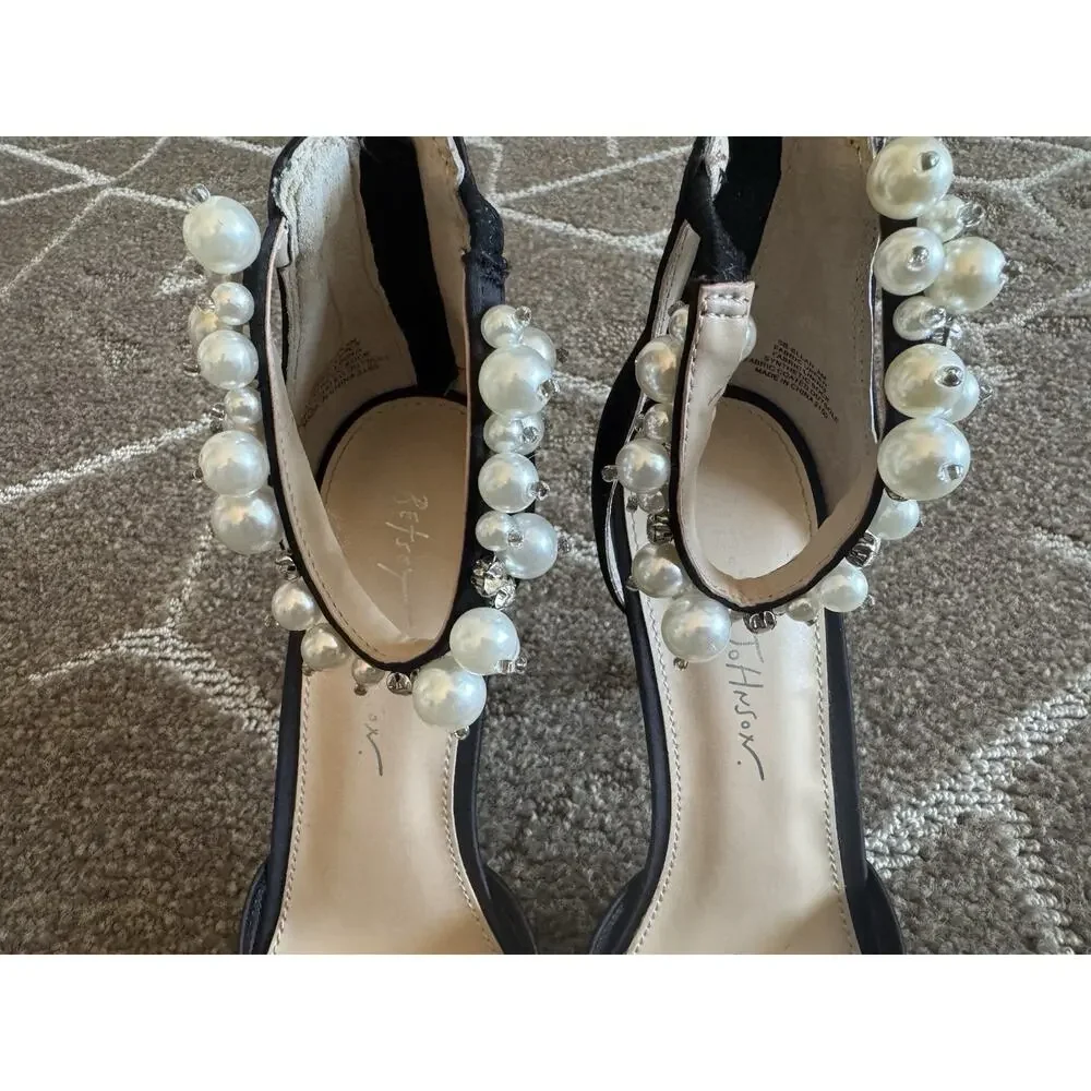 Betsey Johnson SB Ellah Pearl Crystal Embellished Mesh High Heels Pointed Toe 8